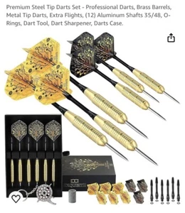 CC-Exquisite Steel Tip Darts,Brass Barrel,Extra Flights(12) Shafts 35/48 O-Rings - Picture 1 of 11