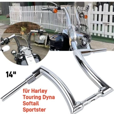14"Rise 2"Ape Hanger Lenker Chrom für Harley Touring Dyna Softail Sportster Hot - Bild 1 von 4