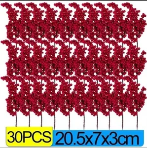 30pcs Artificial Red Berry Flowera Bouquet Christimas Ornaments - Picture 1 of 2