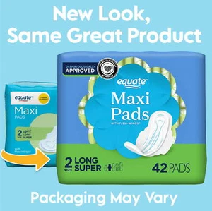 Maxi Pads with Flexi-Wings, Unscented, Long Super, Size 2 (42 Count) - Picture 1 of 16