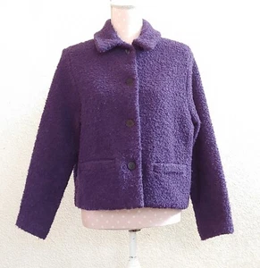 EILEEN FISHER Damen Gr. M lila dicke Wolle Strickjacke Tweed Pullover - Made in USA - Bild 1 von 9