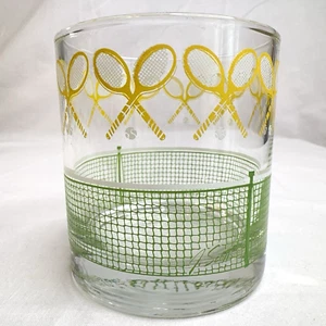 RAQUETA DE TENIS LIBBEY J. SCOTT DE COLECCIÓN LOWBALL VIDRIO DE WHISKY MCM BARWARE - Imagen 1 de 10