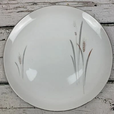 Plato de cena de porcelana fina de trigo platino - porcelana japonesa con diseño de trigo Foto 1 de 4