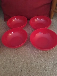 TUPPERWARE RED Open House 24oz BOWL SET 4 -NEW-CEREAL Salad Soup BOWLS - Picture 1 of 9