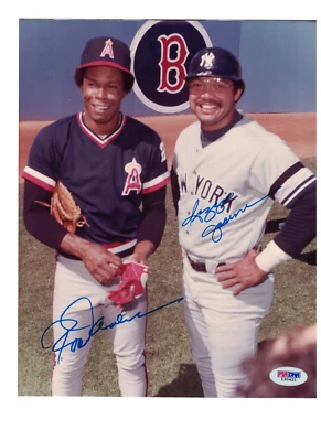 Rod Carew Angels Reggie Jackson New York Yankees Signed 8x10 Baseball Photo PSA - Image 1 of 2