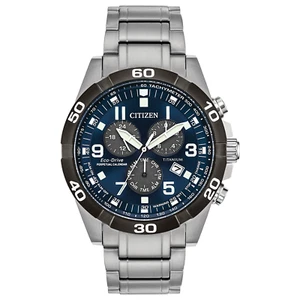 Citizen Brycen Chronograph Eco-Drive Blue Dial Titanium Men's Watch BL5558-58L - Picture 1 of 15
