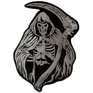 Parche trasero grande (planchar/coser), esqueleto de parca con parche trasero de guadaña - Imagen 1 de 4