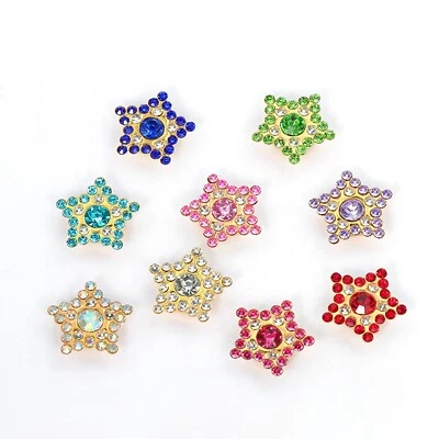 50 botones de costura de metal brillante de cristal de girasol con estrás de perlas de respaldo plano de 14 mm Foto 1 de 4