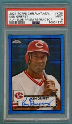 2021 Topps Chrome Platinum Ken Griffey Sr Auto Blue Prism Ref /99#KGS PSA 9! - Image 1 of 2