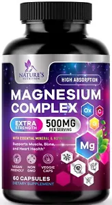 Magnesium Complex Supplement Magnesium Glycinate Citrate Malate Oxide Aquamin - Picture 1 of 24