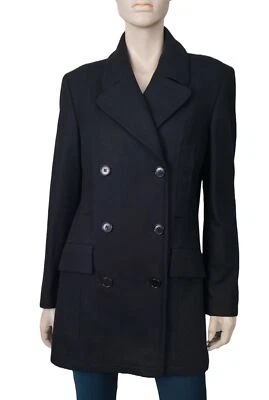 Nuevo sin etiquetas Chaquetón SISLEY Talla S Negro Doble Pecho Mezcla Lana Foto 1 de 4