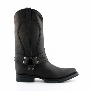 Herren Grinders Galveston Stiefel Braun Leder Cowboy Western Spitz Schlupfstiefel - Bild 1 von 7