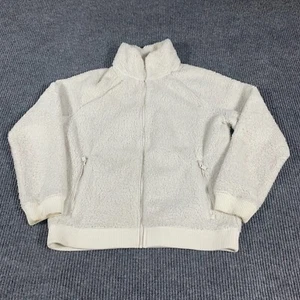 Athleta Jacket Womens Small White Full Zip Fleece Sherpa Pockets Mock Outdoors - Picture 1 of 12