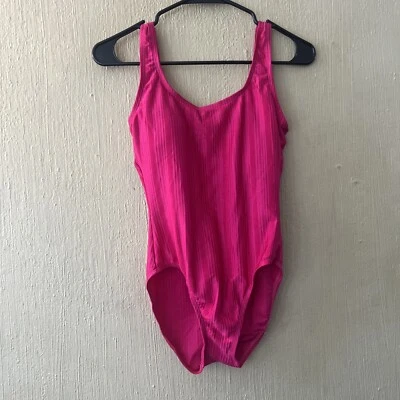 Traje de baño vintage años 80 90 Catalina rosa acanalado corte alto sin mangas de una pieza talla mediana Foto 1 de 4