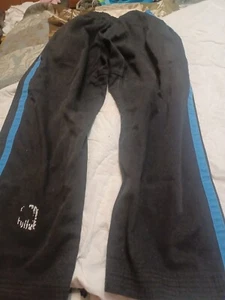 Pro Force Karate Pants Black W/blue Striped Boys - Picture 1 of 2