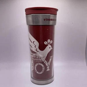 2008 Starbucks Christmas 16 oz Travel Tumbler, Red Joy Dove Coffee Tea Hot Cold - Bild 1 von 7