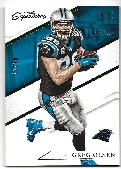 Greg Olsen 2016 Panini Prime Proof Green /10 Carolina Panthers - Image 1 of 2