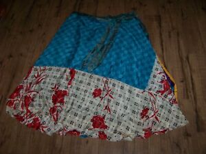 Women's Darn Good Yarn Sari Silk Wrap Skirt - Ankle Length Goddess (22-26)