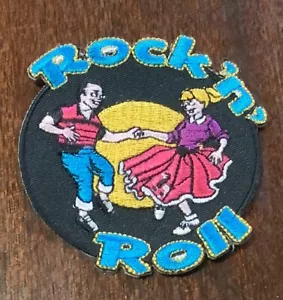 ROCK ‘n’ ROLL CLOTH PATCH ROCK AND ROLL MUSIC 50’s 60’s JUKEBOX ELVIS RECORD EMI - Foto 1 di 2