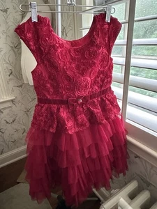 Jona Michelle Red Size 8 Party Special Occasion Tiered Holiday Outfit Ruffle - Picture 1 of 3