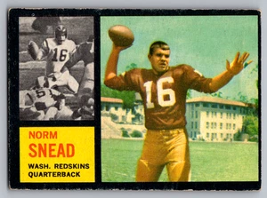 1962 TOPPS #164 NORM SNEAD REDSKINS ROOKIE SP - Picture 1 of 3