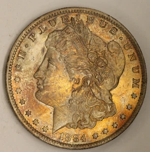 1884 O Morgan Silver Dollar UNC BU Toning Rainbow Choice Bu - Picture 1 of 3