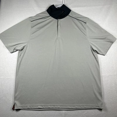 Camisa polo masculina manga curta Hawke & Co 1/4 com zíper botão 2XL cinza preta - Imagem 1 de 4