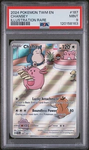 2024 POKEMON TWM EN-TWILIGHT MASQUERADE ILLUSTRATION RARE #187 CHANSEY PSA 9 - Picture 1 of 2