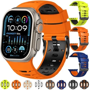 For Apple Watch Silicone Band Strap Series SE 2 3 4 5 6 7 8 9 10 Ultra 2 44-49mm - Picture 1 of 47