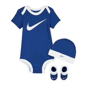 Nike Recién Nacido Bebé Conjunto de 3 Piezas LN0072 U89 Azul Blanco Talla 0-6 Meses NUEVO - Imagen 1 de 4
