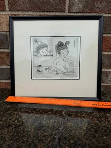 Margaret Ann Gaug David und Bath Bleistift signiert gerahmter Druck 13x12 Rahmen - Bild 1 von 9