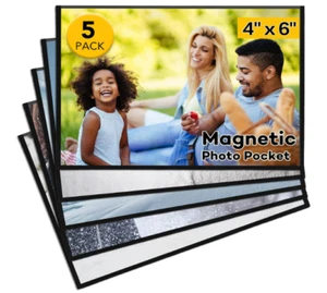 5 Pcs Magnetic picture frames for refrigerator 4x6Inch-Magnetic photo frames - Picture 1 of 6