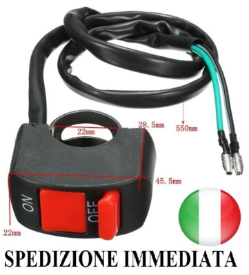 INTERRUTTORE ON OFF MOTO TASTO 2 FILI Switch PULSANTE SCOOTER FRECCE LUCI FARI - Bild 1 von 4