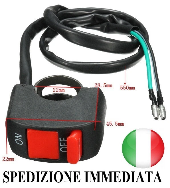 INTERRUTTORE ON OFF MOTO TASTO 2 FILI Switch PULSANTE SCOOTER FRECCE LUCI FARI - Imagen 1 de 4