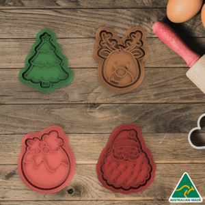 Christmas Collection Set of 4 Cookie Cutter and Embosser Stamp - Picture 1 of 7