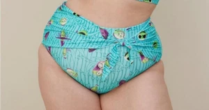 Torrid Disney Nightmare Before Christmas High Waisted Tie Front Swim Bottoms 00 - Picture 1 of 5