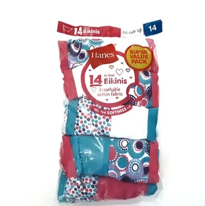 Hanes Girls Bikinis Youth Size 14 Tagless Assorted Colors Cotton Underwear 14pk - Picture 1 of 7