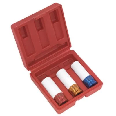 Sealey SX031 Alloy Wheel Impact Socket Set 3pc 1/2"Sq Drive 17, 19, 21mm - Image 1 of 4