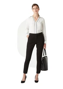 HOBBS Ladies Black Zip Fly Tapered Leg Pleated Anne Trousers Size UK 6 RRP £99 - Picture 1 of 9
