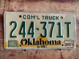 Vintage Vehicle License Plate 2000 Oklahoma Commercial Truck 244 371T - Picture 1 of 2