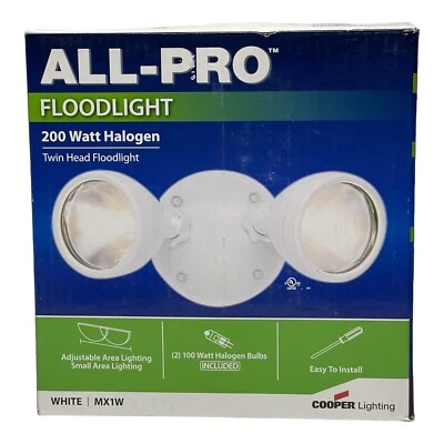 All-Pro White Lighting Floodlight 200W Twin Head Halogen 2 Light MX1 Foto 1 de 4