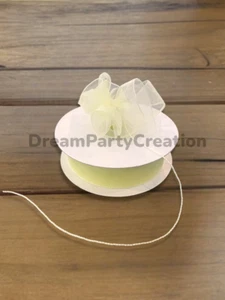 7/8" (LIGHT YELLOW) Plain Organza PULL RUFFLED BOW Ribbon 25 Yds - Picture 1 of 1