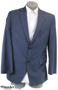 Executive Clothiers Sport Coat Suit Jacket Blazer Men's Wool Blue Striped 42L - Picture 1 of 10