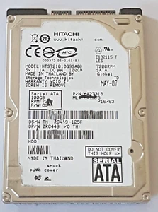 100 GB SATA Hitachi Travelstar HTS721010G9SA00 7200RPM 8MB HDD 2.5 " Hard Drive - Picture 1 of 1