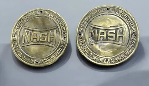 NASH Hayes Demountable Wire Wheel Hub Cap Brass Centers 2.3/4" Whoppity Emblem - Picture 1 of 7