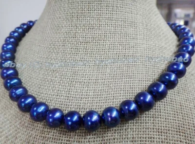Moda Raro 10-11mm Natural Azul Akoya Perla Cultivada Cuentas Nudo Collar 18" Foto 1 de 4