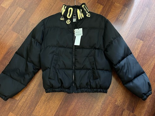 MOSCHINO Couture 3D logo icone ciondoli gioiello colletto puffer giacca cappotto US 4