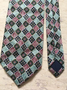 Allea Milano 100% silk Made in Italy green geometric mix smart tie 3.6" wide - Picture 1 of 5