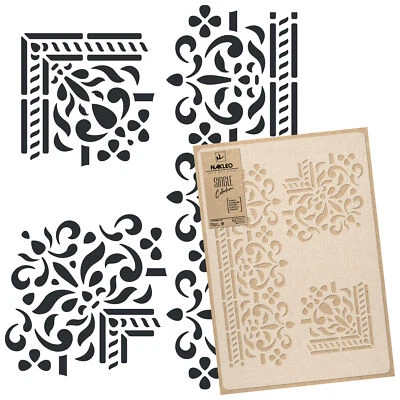 NAKLEO Wiederverwendbare Kunststoff-Schablone 43x64, 59x95 / GRENZE UND ECKEN ORNAMENT