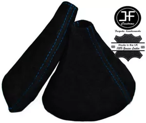 BLUE DOUBLE STITCH FOR MAZDA MX5 MK3 NC 2005-2012 SUEDE GEAR HANDBRAKE GAITER - Picture 1 of 3